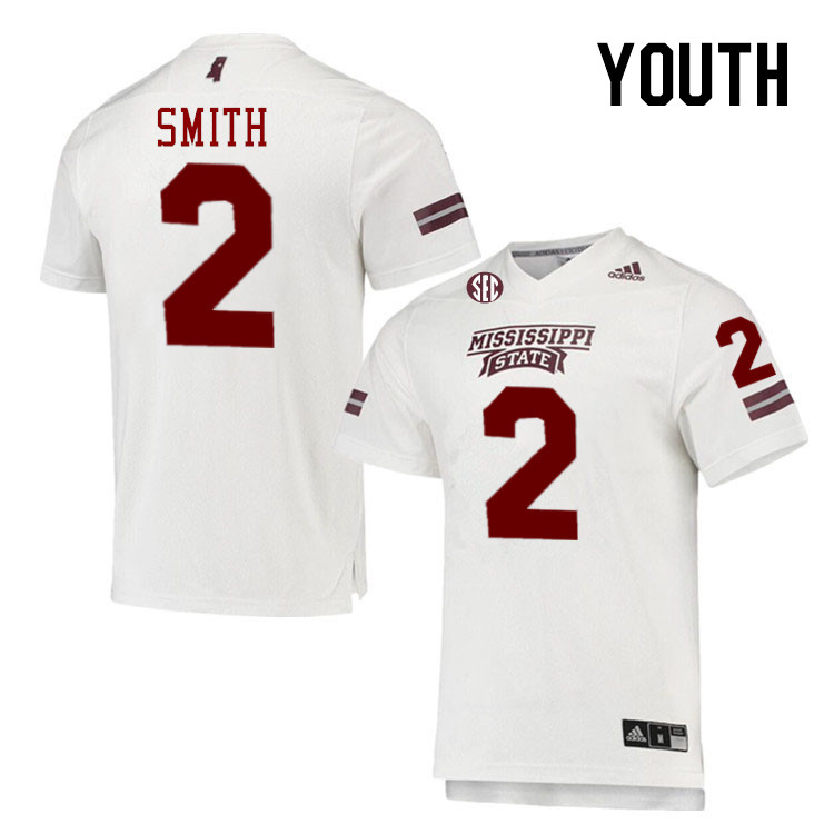 Youth #2 Isaac Smith Mississippi State Bulldogs College Football Jerseys Stitched-White